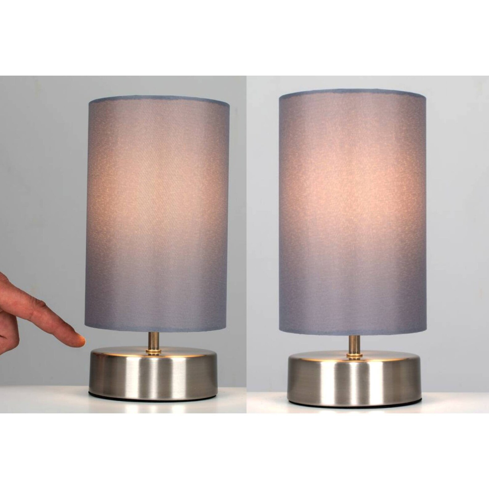 PAIR 0f Two Grey Touch Dimmable Lamp Bedside Table Lamp Etsy