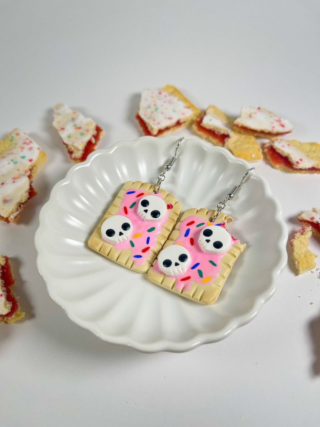 Skull Toaster Pastry Earrings Spooky Cute Etsy