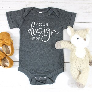 Bella Canvas 100B Mockup Bella Canvas Mockup Baby Bodysuit Mockup Heather Dark Grey Mockup Heather Dark Grey Triblend Bodysuit Triblend