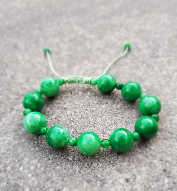 10 mm Multicolored Green Jade Bracelet Etsy