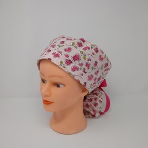 Hearts and Roses Ponytail Surgical Cap image 5