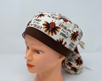 Gobble Till You Wobble Ponytail Surgical Cap