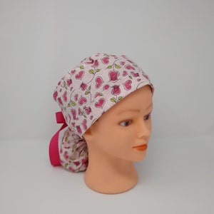 Hearts and Roses Ponytail Surgical Cap image 7