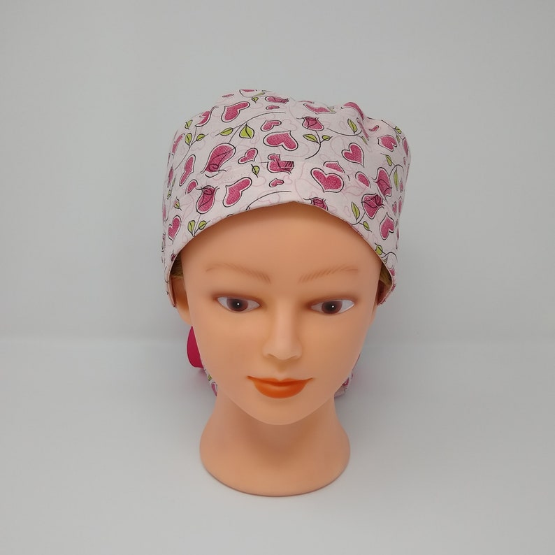 Hearts and Roses Ponytail Surgical Cap image 6