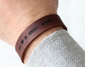 Personalized Leather Bracelet, Custom Engraved Bracelet, Custom Bracelet, Mens Bracelet, Valentines Day Gift for Him