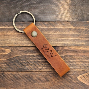 God is Greater Than Highs and Lows Leather Keychain, Scripture Keychain, Custom Bible Verse Keychain, Religious Gift image 1