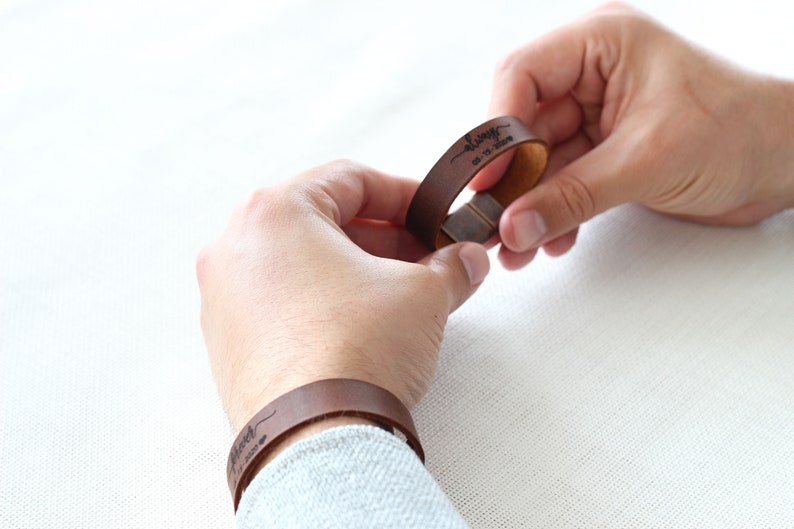 Personalized Leather Valentines Gift for Him Always and Forever Couples Bracelet Gift for Boyfriend Husband Anniversary Gifts for Men