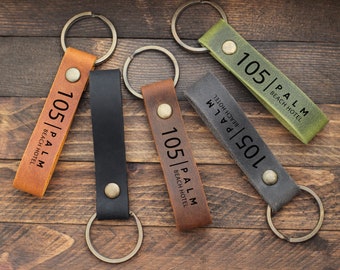 Custom Motel/Hotel Keychain, Personalized Leather Keychain with Logo and Numbers, Custom Keyring