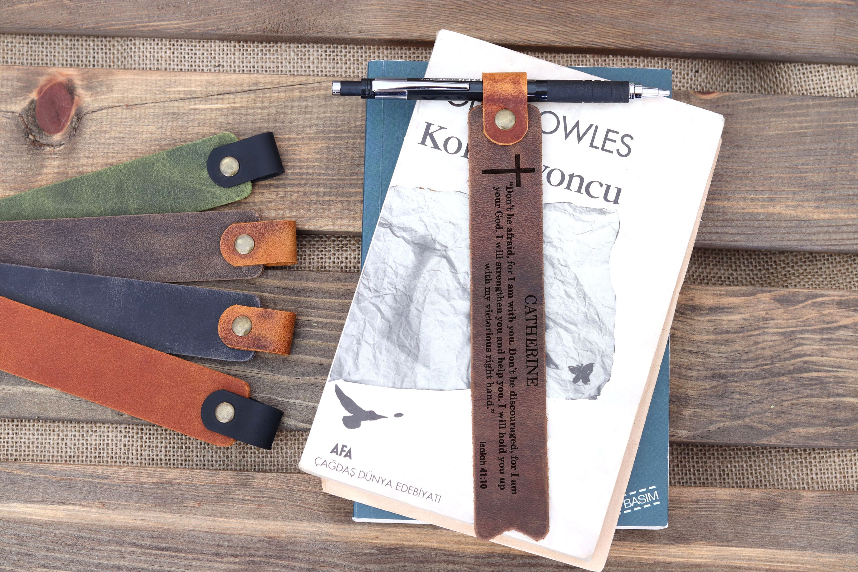 Personalized Leather Bookmark, Leather Bookmark, Bible Verse Bookmark, Religious Gifts For Women, Men, Christian Gifts, Custom Name Bookmark