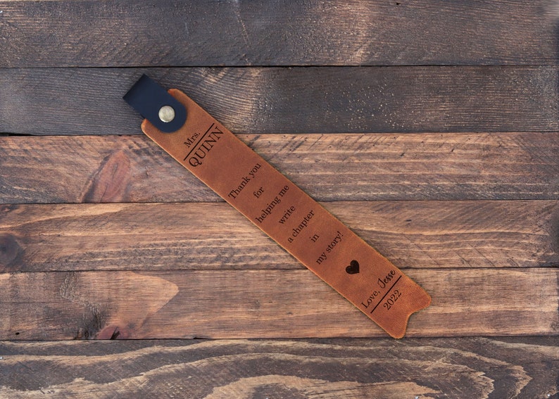 Personalized Teacher Gift, Teacher Appreciation Gift, Personalized Leather Bookmark, Thank You Bookmark, Gift for Teachers from Student image 1