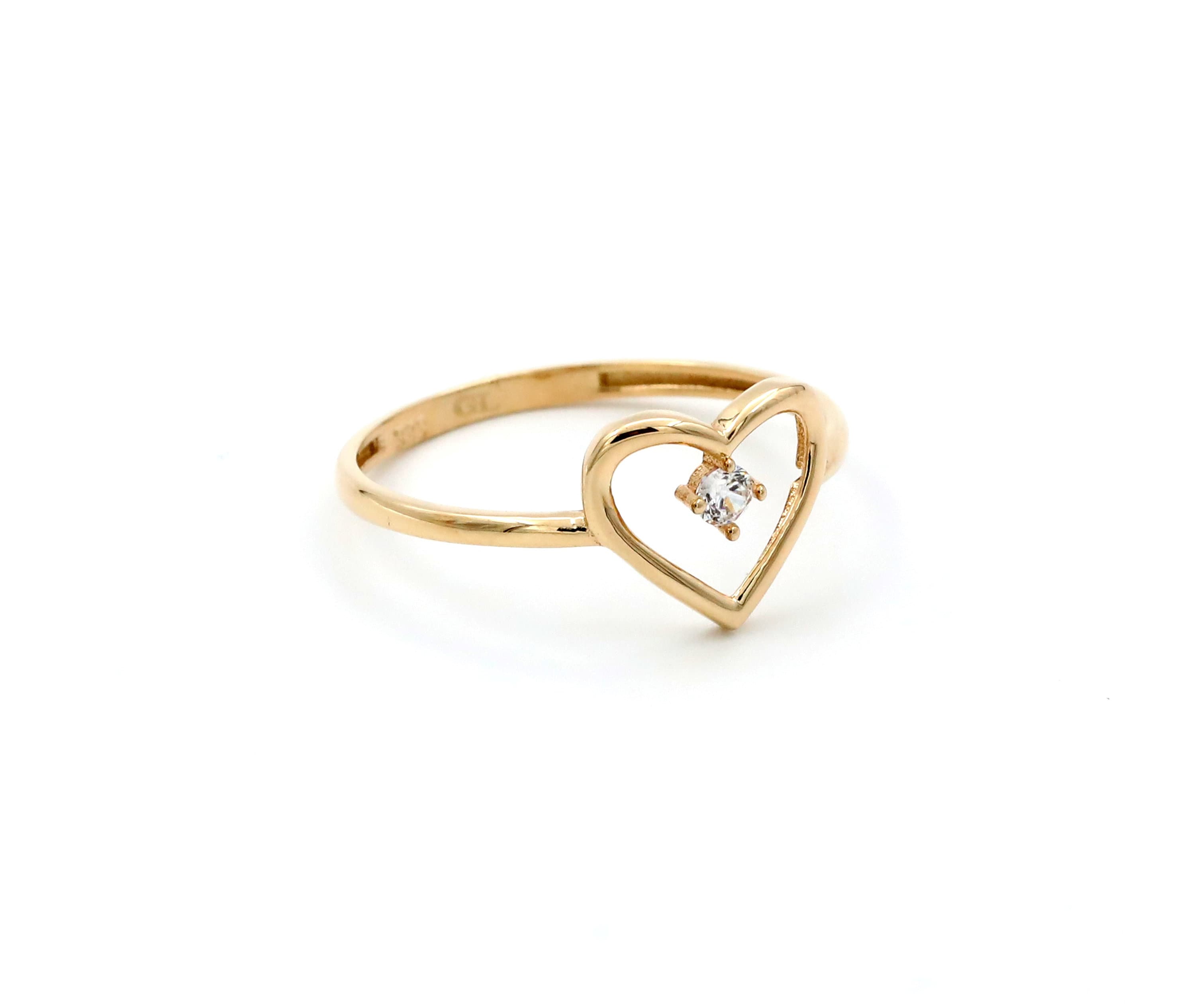 Love Ring Valentine's Day Ring Solid Gold Heart Ring - Etsy