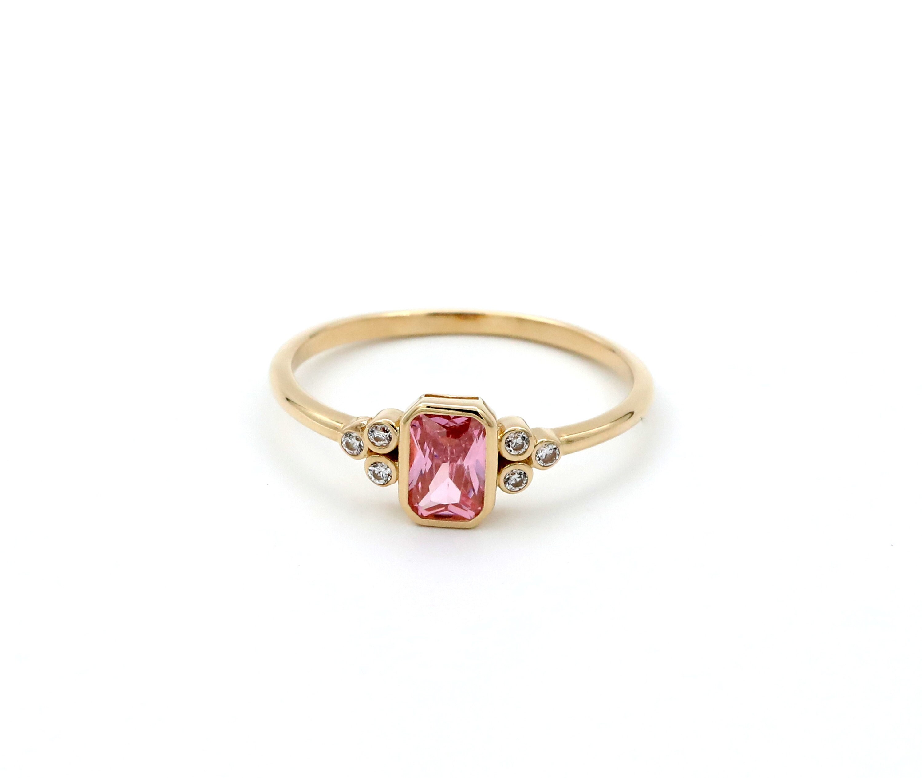 Dainty Pink Sapphire Ring/ 14k Gold Sapphire Ring/ Unique - Etsy