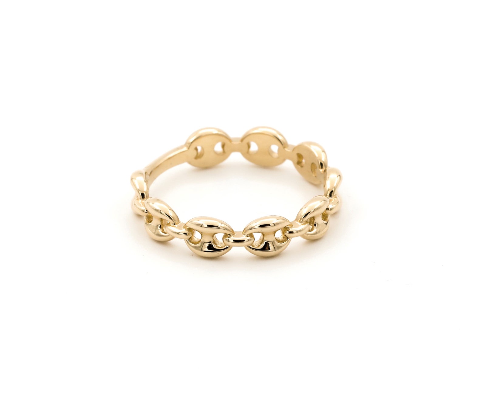 Curb Chain Gold Ring Unique 14k Gold Chain Ring Dainty Etsy