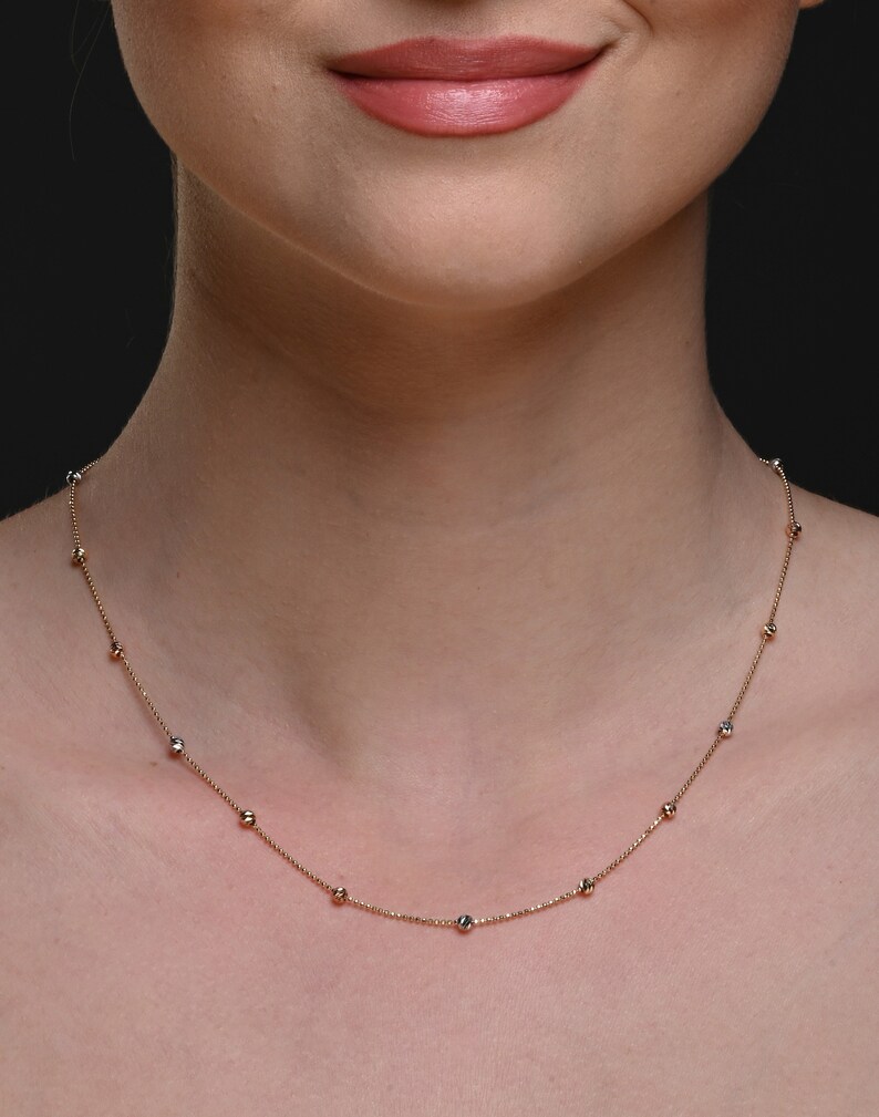 Gift for Her 14k Gold Chain Necklace Dainty Ball Chain Necklace Thin Necklace Solid Gold Necklace Ball Chain Necklace Simple Necklace