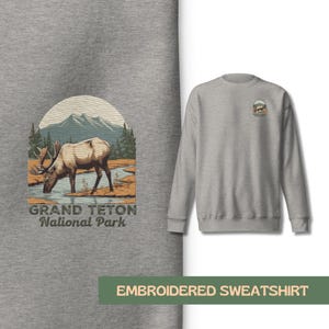 Embroidered National Park Sweatshirt, Wildlife Respect Sweatshirt, Outdoor Camping Sweatshirt, Cottagecore Clothing