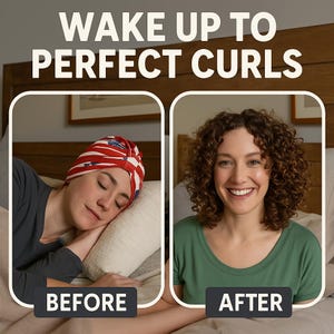 Gorro para  proteger los rizos mientras duermes / Regalos para curly/ Gorro protector de rizos rojo y blando con estrellas/ Evita el frizz