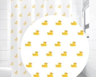 Yellow Duck Shower Curtain | Cute Rubber Duck Pattern | Fun Bathroom Decor for Kids and Adults with 12 Hooks Included