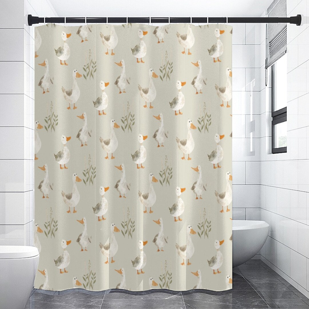 Ducks Shower Curtain, French Country Farm Style, Children's Bathroom