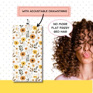 Daisies hair bonnet/ Sleep cap with adjustable drawstring/ Curly hair products/ No frizz/ Wavy hair/ Curly hair scarf with daisies print