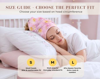 Curly Hair Sleep Bonnet S M L | Pink Lightweight Microfiber Hair Protector for Curly Method | Day & Night Frizz Control