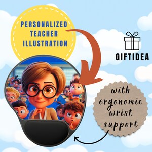 Personalized Mouse Pad for Teacher, Mouse Pad with Wrist Rest, Personalized Gift for Teacher, Christmas Gift, Teacher appreciation gift