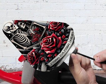 Waterproof Bike Saddle Protector Cover | Hygienic Gift for Cyclists, Gym or Bike Rental | Gothic Skull Style