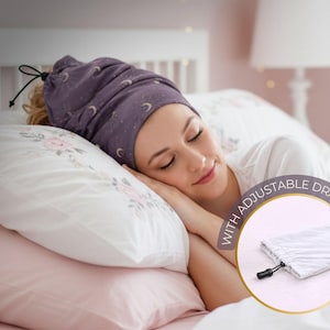 Gorro para dormir con pelo rizado/No más frizz en tu pelo/ Protector de rizos con cordón ajustable/Accesorios para el cabello rizado