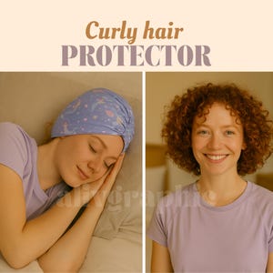 Personalized marmaid print sleep cap, purple woman bonnet, curly hair bonnet, Frizz control/ Curly hair products/ Wrap cap/ Marmaids print