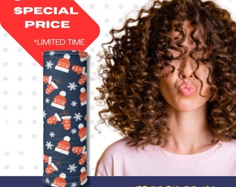 Christmas curly hair buff/ Sleep cap for sleep/ Xmas gift idea for curly woman/ Cozy style/ Blue Loc show for your curls/ Curly method wrap