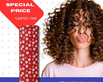 Floral Red Bonnet for Curly Hair - Frizz Free, Curly Girl Method, Sleep Cap, Wavy Hair Protector, Day and Night Use