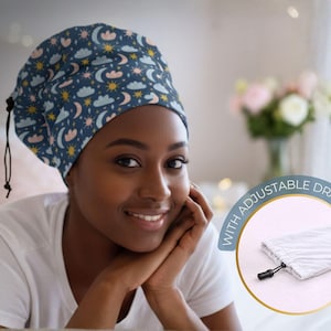 Curly hair buff protector / Curly method cap for sleeping with adjustable drawstring/ Haircare accessories. Bonnet/ Frizz control/ Wavy Hair