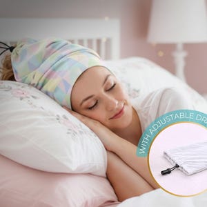 Pastel colors curly hair buff/Sleep cap with adjustable drawstring/ Curly hair products/Curly hair wrap for avoid frizz, Sleeve hair