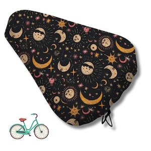 Waterproof Bike Saddle Cover | Gift for Cyclists, Gym or Bike Rental | Mystical Moon Print
