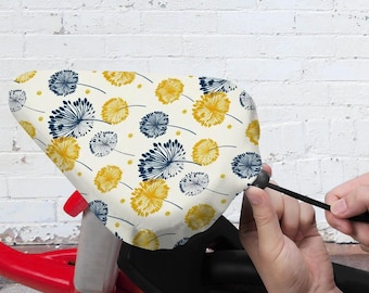 Waterproof Surf Protective Cover for Bike Saddle | Unique Gift for Cyclists, Gym Use, or Bike Rental as a Hygienic Measure. Dandelions print