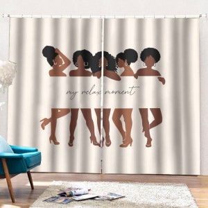 Black women shower courtin/Aesthetic afro bath deco/ Afro centric shower curtain/Afro bohemia decor/Shower curtain black and white