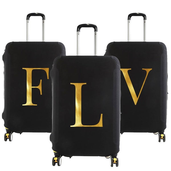 Suitcase cover with initial, elegant elastic luggage protective cover, suitcase protector, travel accessories, Erasmus gift, suitcase cover.