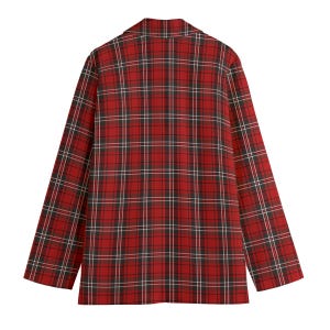 Plus Size Red Plaid Blazer Women 2XL-3XL-4XL-5XL | Black Lapel Checkered Jacket with Pockets | Curvy Fall Winter Coat for Work & Casual image 14