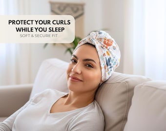Personalisierte Schlafhaube für lockiges Haar/Plopping/ Geschenkidee für lockiges Haar/ Schutzhaube/ Flammenmuster/ Ideal für Geburtstage