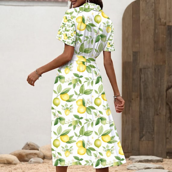 Plus Size Lemon Print Maxi Dress  White & Yellow, Relaxed Fit With Waist  Tie, Lightweight Summer Outfit, 2XL, 3XL, 4XL, 5XL, 6XL, 7XL - Etsy Israel