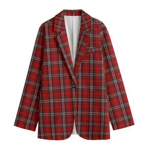 Plus Size Red Plaid Blazer Women 2XL-3XL-4XL-5XL | Black Lapel Checkered Jacket with Pockets | Curvy Fall Winter Coat for Work & Casual image 13