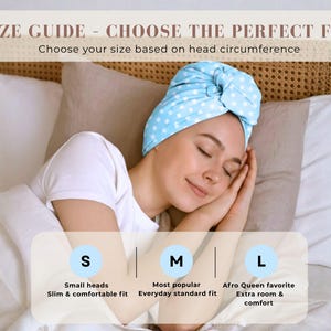 Curly Hair Sleep Bonnet by Size | Lightweight Microfiber Hair Protector for Curly Method | Day & Night Curl Care / Flowers print