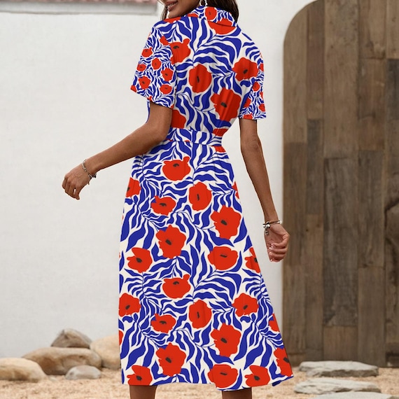 Bold Red and Blue Floral Plus Size Midi Dress | Plus Size Fashion |office &  Cocktail Party, Clothe for Curvy 2XL, 3XL, 4XL, 5XL, 6XL, 7XL - Etsy Israel