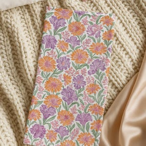 Floral Curly hair Sleep cap with adjustable drawstring/ Curly hair wrap/Purple and orange Bonnet/Frizz avoid/curly hair bonnet/ Floral print