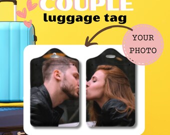 Personalized with photo suitcase identification card, suitcase card with couple's photo, gift for anniversary, girlfriend birthday gift idea