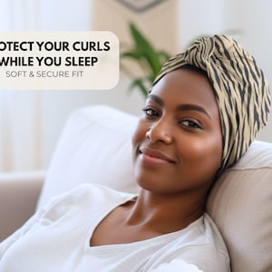Sleeping hair wrap – BASIC One Size | Lightweight Bonnet Curl protection, Night & Daily Curl Care, Tiger print