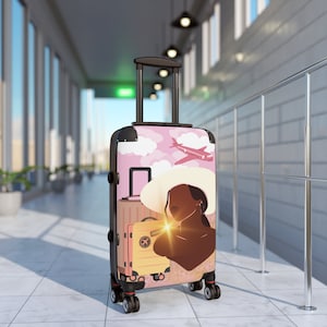 Luggage cover of black woman/ Suitcase cover for woman/ Aesthetic suitcase protector/ luggage  cover for girls/ travelers gift/ Erasmus gift