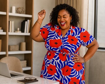 red and blue plus size dress SAATLERI Red White and Blue Dress for Women Elegant Maxi 4th of july Dress Plus Size V Neck Short Sleeve America Clothes Flowy Dresses
