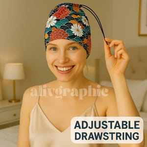Japanese curly hair wrap /Twist headband with adjustable drawstring/Curly hair protector/ Wavy  hair sleep buff, Anti frizz, Sleeve hair