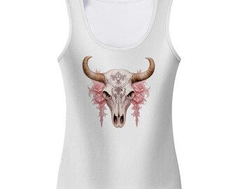 Western cow scull coquette tank top