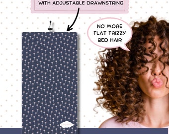 Buff método curly para dormir. Buff para proteger los rizos, con cordón ajustable. Accesorios para el cabello rizado. Estampado palmeras